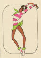 Thumbnail for Costume design drawing, showgirl in pink and white stripes, Las Vegas, June 5, 1980