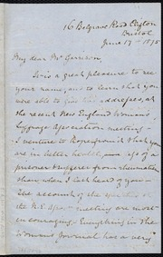 Letter to] My dear Mr. Garrison [manuscript