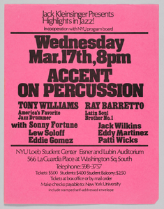 Flyer advertising an evening of jazz at NYU Loeb Student Center