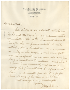 Letter from Harry E. Davis to W. E. B. Du Bois