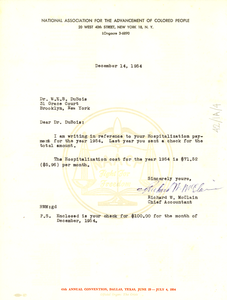 Letter from NAACP to W. E. B. Du Bois