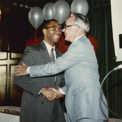 Tony Clifton receives Dean's Outstanding Achievement Award from the school of Business in 1990