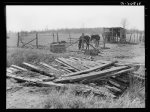 Condition of crossing over ditch. Mules' shack in background on temporary farmstead. Transylvania Project, Louisiana. Until recently this was occupied by Negro sharecropper