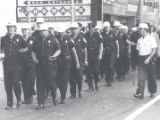 Police march down Joseph Avenue after riot, Rochester, NY, 1964