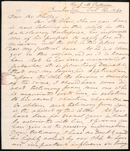 Letter from John Mason Putnam, Dunbarton, to Amos Augustus Phelps, Oct. 16: 1840