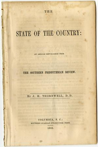 Thumbnail for The state of the country : an article republished from the Southern Presbyterian review