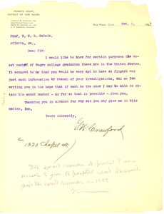 Letter from George W. Crawford to W. E. B. Du Bois