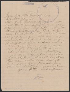 Letter from Nelson Jordan to Julia Womack with an envelope