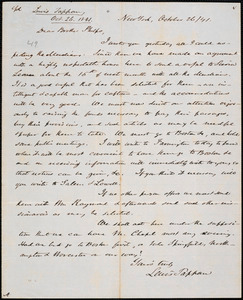 Letter from Lewis Tappan, New York, to Amos Augustus Phelps, 1841 October 26