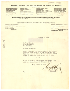 Letter from Federal Council of the Churches of Christ in America to W. E. B. Du Bois