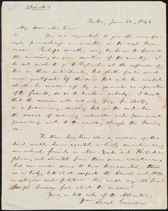 Thumbnail for Letter from William Lloyd Garrison, Boston, [Mass.], to James Miller M'Kim, June 12, 1846