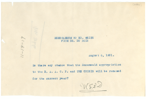 Memorandum from W. E. B. Du Bois to Walter White