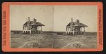 Two views. The Rebel signal station on Morris Inland, afterwards occupied by our troops. A number of shot and shell have passed through the roof. The Rebels used this as a beacon to signal in blockade runners