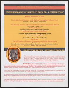 Flyer: In Remembrance of Arthello Beck, Jr.: A Celebration