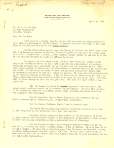 Letter from Phelps-Stokes Fund to W. E. B. Du Bois