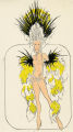 Thumbnail for Costume design drawing, topless showgirl in yellow and black feathers #16, Las Vegas, June 5, 1980