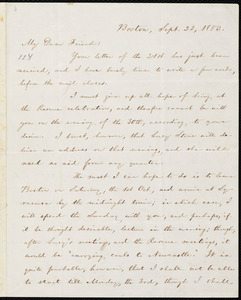 Thumbnail for Letter from William Lloyd Garrison, Boston, [Mass.], to Samuel Joseph May, Sept. 23, 1853