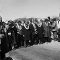 Marchers south of the Edmund Pettus Bridge after crossing it on the first day of the Selma to Montgomery March.