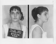 Mississippi State Sovereignty Commission photograph of Jorgia B. Yvonne Siegel following her arrest for her participation in the Freedom Rides, Jackson, Mississippi, 1961 June 20