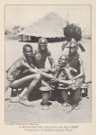 A witch-doctor treating an old chief [Pouring quarts of medicine down his throat.]