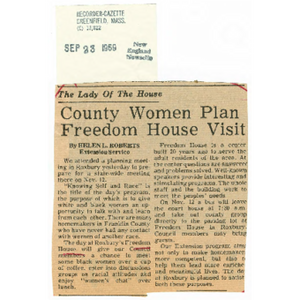 Newspaper clipping Country women plan Freedom House visit