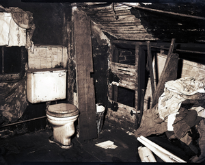 Interior with toilet, photonegative