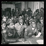 [Members of the Army Air Force 332nd Fighter Group in a briefing room, Ramitelli, Italy]