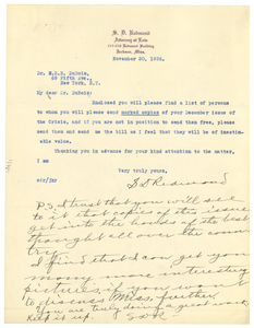 Letter from S. D. Redmond to W. E. B. Du Bois