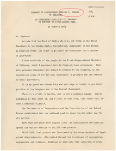 Remarks of Congressman William Dawson on Presentation of Petition in Support of House Resolution 7453