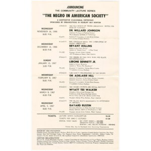 Flier announcing the community lecture series The negro in American society