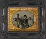 [Unidentified African American soldier in Union uniform with wife and two daughters]