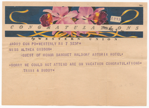 Thumbnail for Telegram to Althea Gibson from Trini and Buddy