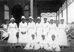 The Head Nurse at the public hospital with her Corps of Haitian Nurses