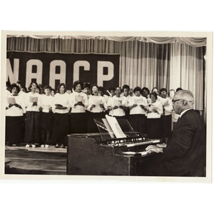 Laymon Hunter performs on the organ for the NAACP choir