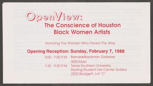 Program for OpenView: The Conscience of Houston Black Women Artists