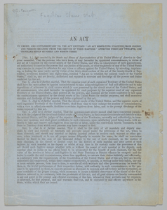 Proof copy of the first printing of The Fugitive Slave Act of 1850