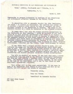 Memorandum from the National Commission on Law Observance and Enforcement to Persons Interested in Problems of Law Observance and Enforcement Affecting Negroes in the United States