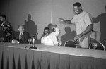 Thumbnail for Keenen Ivory Wayans speaking on a panel at a Black Women's Forum event, Los Angeles, 1991