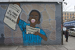 After Emory Douglas, detail of mural, E. 122th St. at 3rd Ave., Harlem, 2018