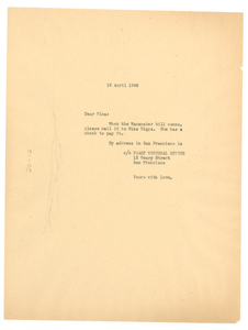 Letter from W. E. B. Du Bois to Nina Du Bois