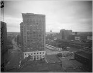 View of downtown Atlanta, looking southwest towards the Georgia State Capitol building, Atlanta, Georgia, 1955?