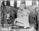 Artist works on sculpture for the Louisiana Purchase Exposition