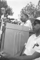 Martin Luther King, Jr., addressing an audience in front of the state capitol in Jackson, Mississippi, at the end of the "March Against Fear" begun by James Meredith.