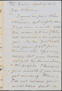 Letter from Henry Clarke Wright, Boston, [Massachusetts], to William Lloyd Garrison, 1853 April 30