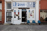 The Bluestown music store in Clarksdale, a prominent home to old-time blues music in the Mississippi (River) Delta region in Northwest Mississippi