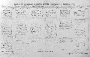 Invoice of medicines, instruments, hospital stores, bedding, etc., signed Robert Fletcher, January 21, 1864