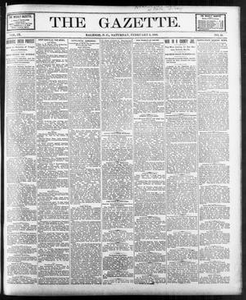 Thumbnail for The Gazette. (Raleigh, N.C.), Vol. 9, No. 51, Ed. 1 Saturday, February 5, 1898