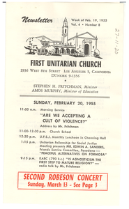 First Unitarian Church newsletter