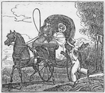 [A South Carolina minister and his slave running along his horse and buggy.]