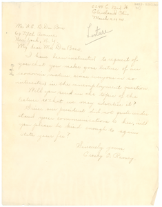 Thumbnail for Letter from the N.A.A.C.P. Cleveland Branch to W. E. B. Du Bois